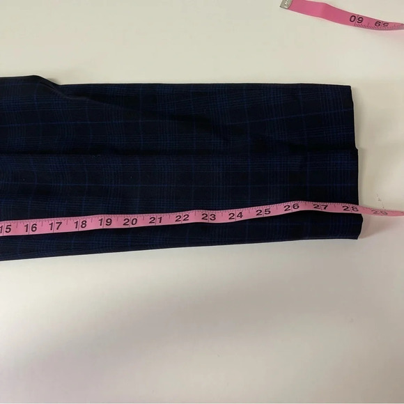 Carlisle New York Pants Womens 12 Black Navy Blue Plaid Wool Blend Side Zip - Picture 12 of 12